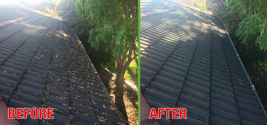 before and after image after roofing service